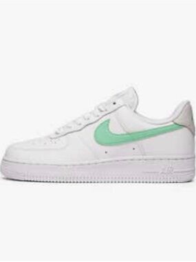 Nike Women's White AIR FORCE 1 07 SVD Sneakers with Mint Green Swoosh